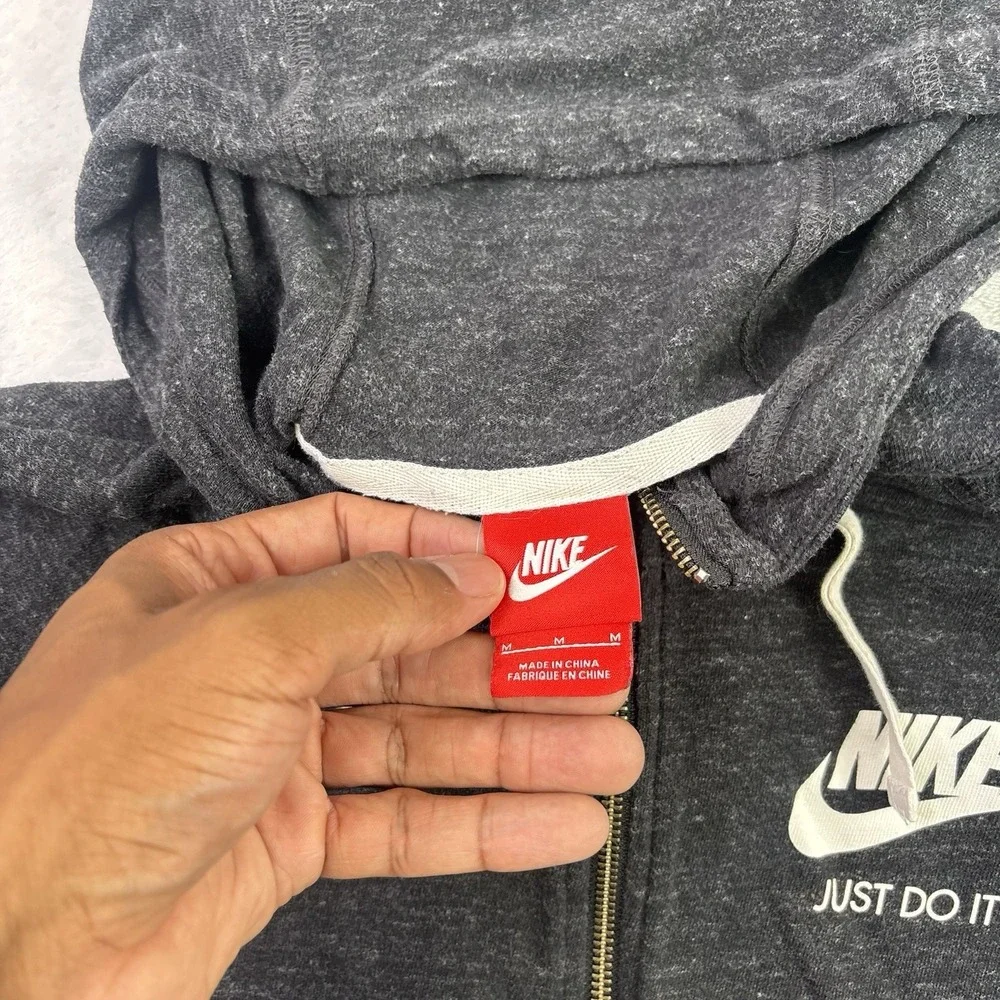 Nike Grey Full Zip Long Sleeve Activewear Lightweight Hoodie Women's Medium